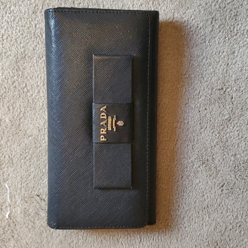 Prada black long wallet